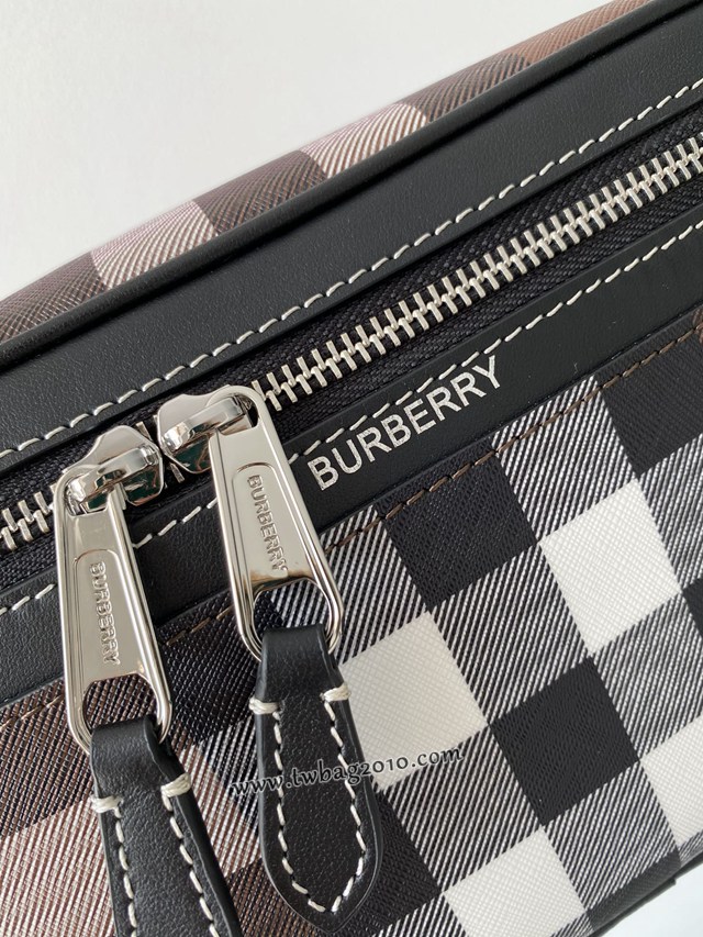 Burberry專門店新款立挺版型的腰包 巴寶莉格紋環保帆布斜背腰包 yxb1110